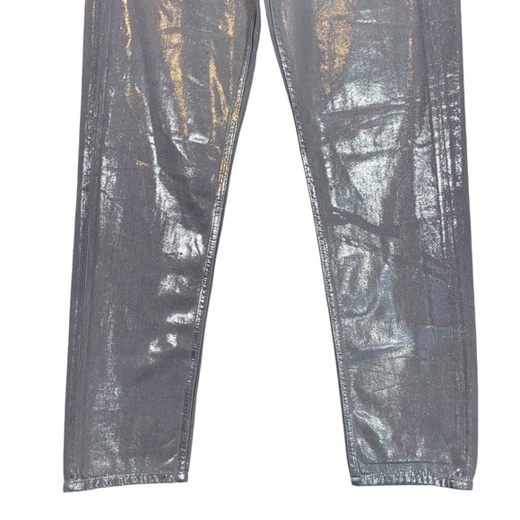 Zara Metallic Silver Straight Leg Jeans Size 4 - Picture 9 of 13